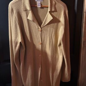 Susan Graver sparkly gold long open cardigan - XL - perfect for any occasion!!
